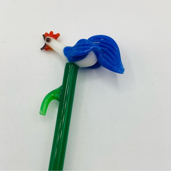 Vintage Glass Bird Swizzle Sticks Lampwork Rooster Swan Barware Set Mixed Lot - Picture 10 of 16